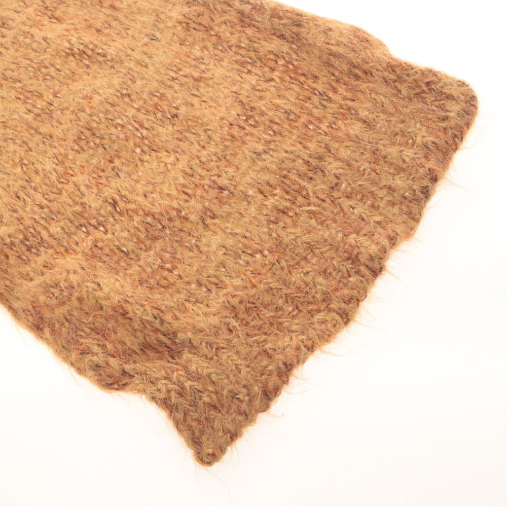 ■ DRIES VAN NOTEN Knit Muffler Stole Long Ribbed Alpaca Wool Mohair Men's Women's Brown