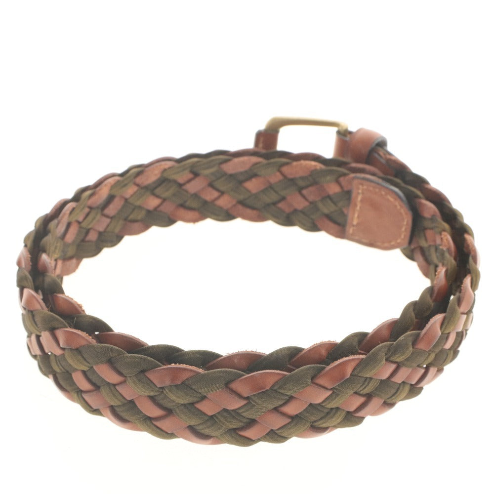 ■ barantani Mesh Belt Braided Lattice Leather Casual Made in Italy Total Length 115cm Men's Mixed Brown