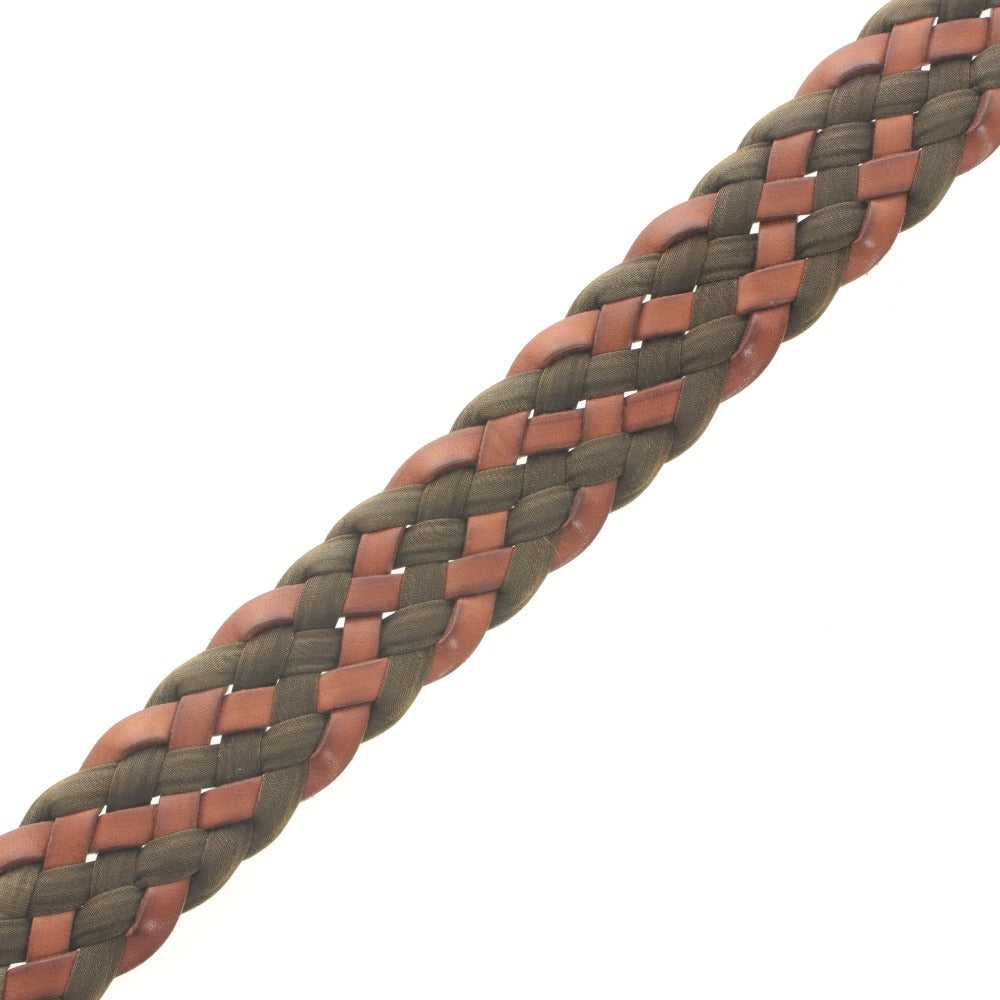 ■ barantani Mesh Belt Braided Lattice Leather Casual Made in Italy Total Length 115cm Men's Mixed Brown