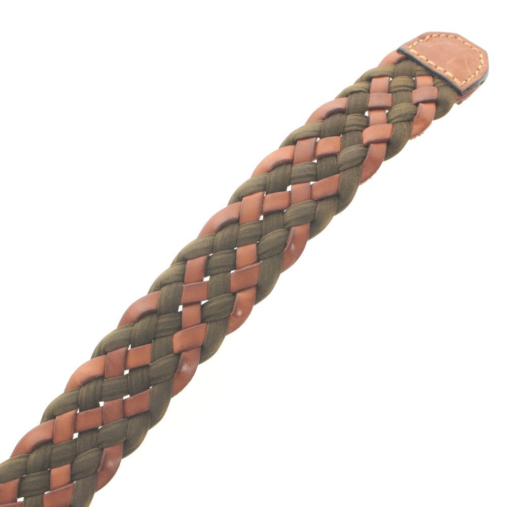 ■ barantani Mesh Belt Braided Lattice Leather Casual Made in Italy Total Length 115cm Men's Mixed Brown