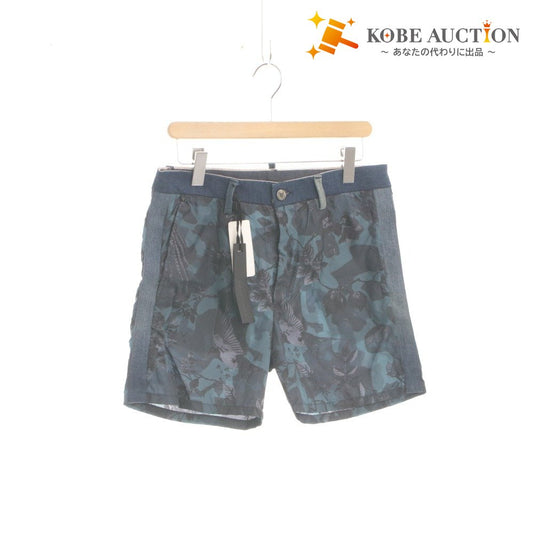 ■ MESSAGERIE Docking Half Pants, Shorts, Bottoms, Botanical Camouflage Pattern, Made in Italy, Men's 46 (M equivalent), Navy, etc., With Tags, Unused