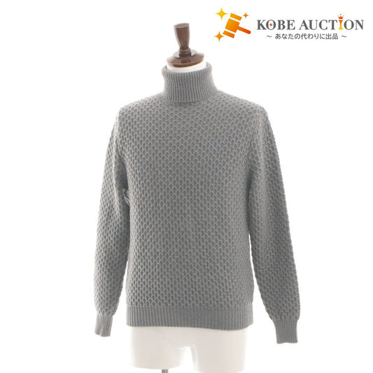■ eleventy Sweater Turtleneck Long Sleeve Top Waffle Knit High Virgin Wool Made in Italy Men's S Heather Gray
