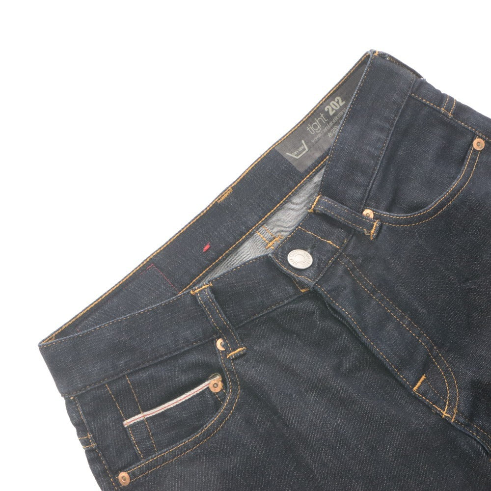 ■ Care label Denim pants, jeans, bottoms, tight 202, slim fit, made in Italy, GLAM 248, men's 29 (S equivalent), dark navy