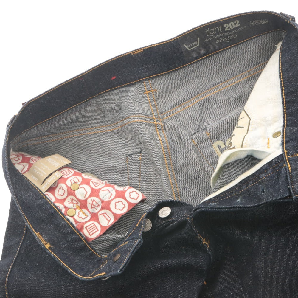 ■ Care label Denim pants, jeans, bottoms, tight 202, slim fit, made in Italy, GLAM 248, men's 29 (S equivalent), dark navy