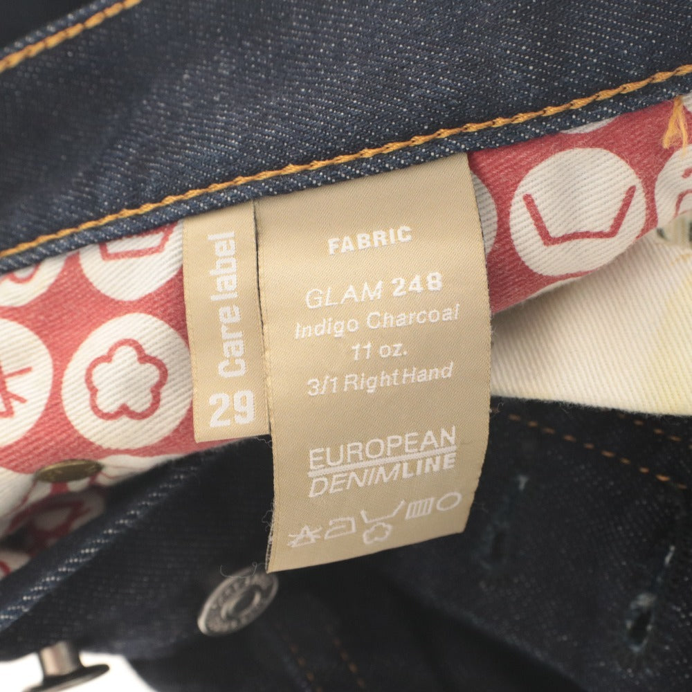 ■ Care label Denim pants, jeans, bottoms, tight 202, slim fit, made in Italy, GLAM 248, men's 29 (S equivalent), dark navy