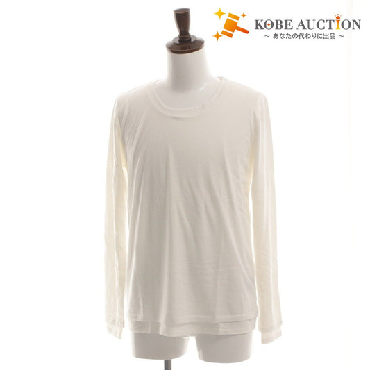 ■ junhashimoto x nano universe Collaboration Long Sleeve T-shirt Cut and Sew Top Faux Layered/Inner Round Neck Solid Men's M White