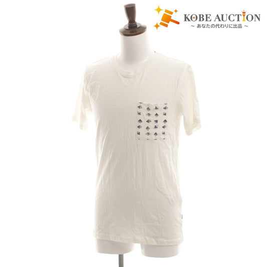 ■ ONLY & SONS Short-Sleeve T-Shirt Cut and Sew Top with Chest Pocket/All-Over Print for Men S White Bright White With tags, unused (stained)