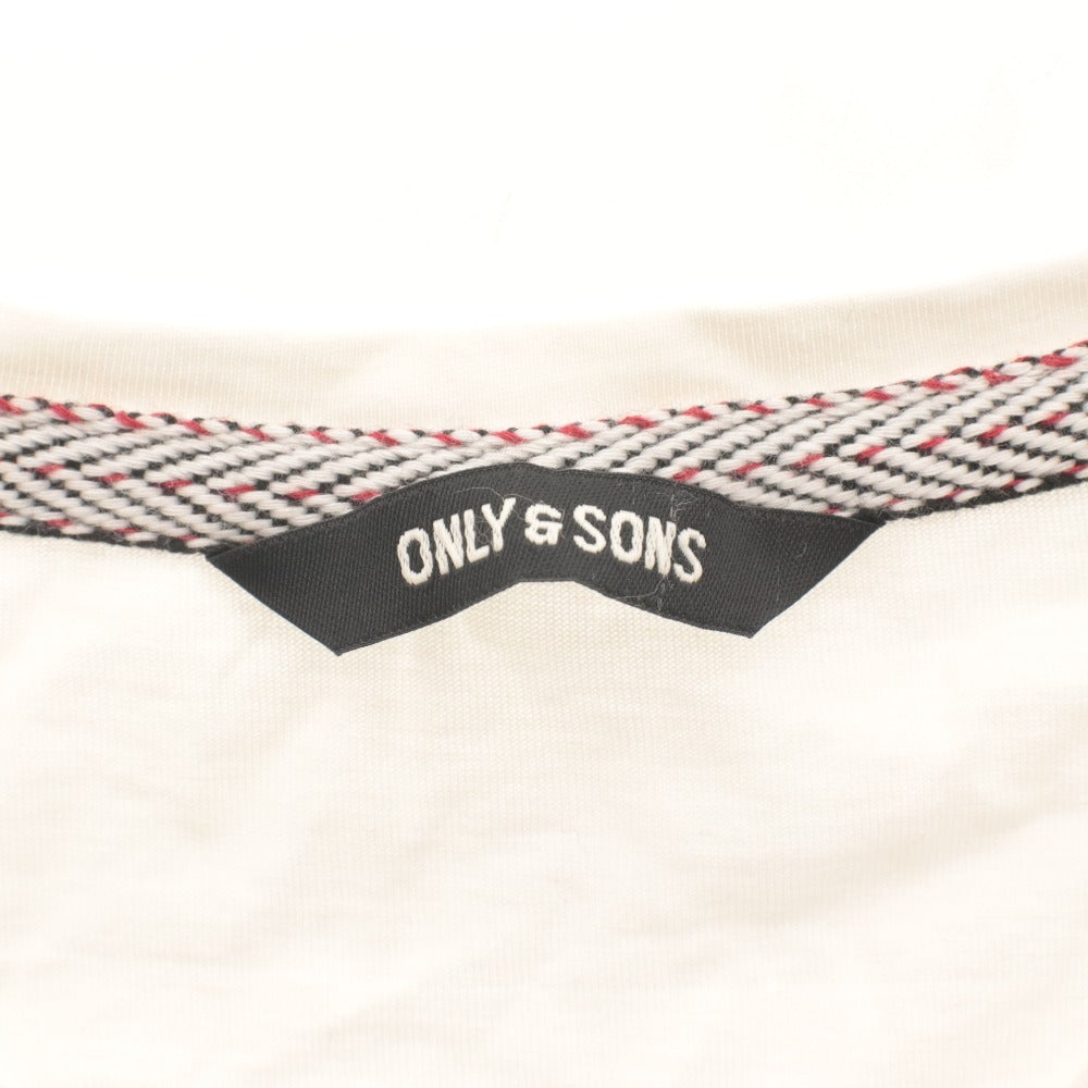 ■ ONLY & SONS Short-Sleeve T-Shirt Cut and Sew Top with Chest Pocket/All-Over Print for Men S White Bright White With tags, unused (stained)