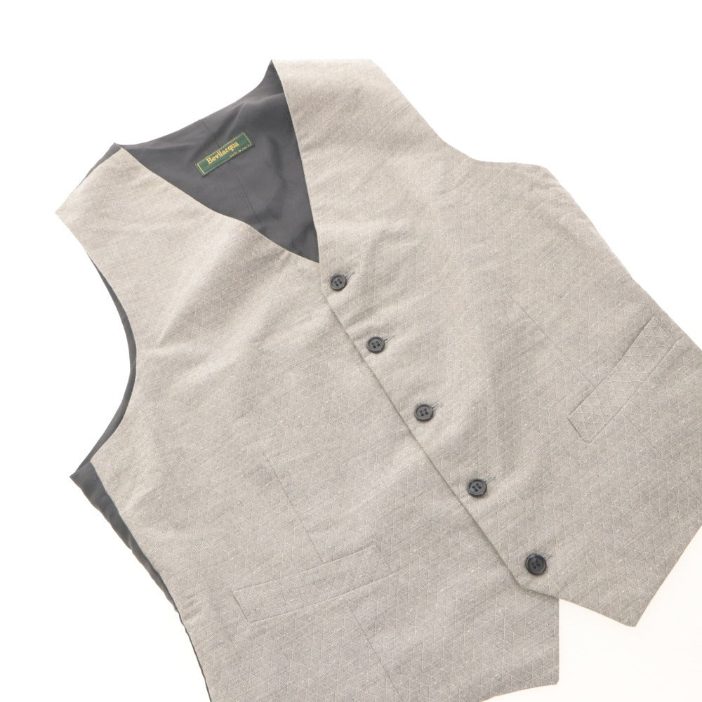 ■ Bevilacqua Gilet Vest Sleeveless Mid-layer Single-breasted 5-button Made in Italy Men's M Light Gray Black