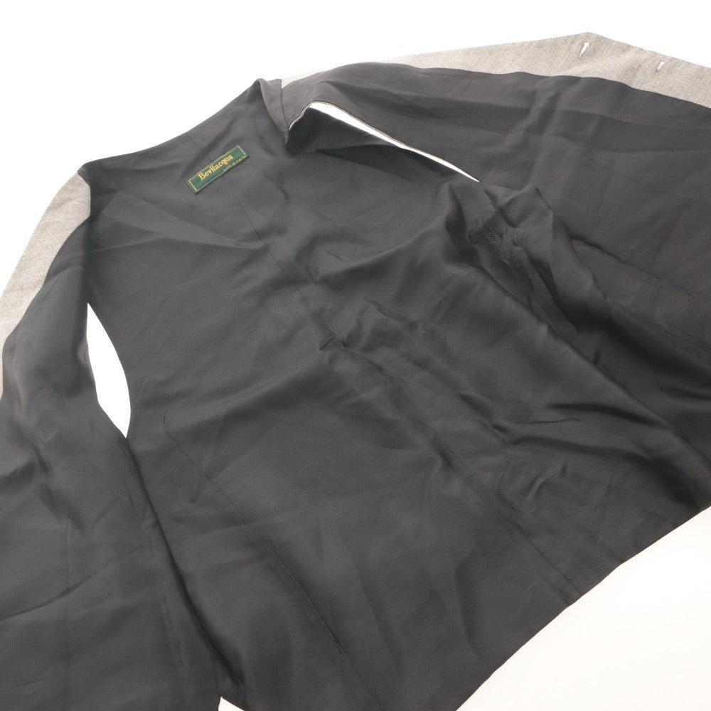 ■ Bevilacqua Gilet Vest Sleeveless Mid-layer Single-breasted 5-button Made in Italy Men's M Light Gray Black