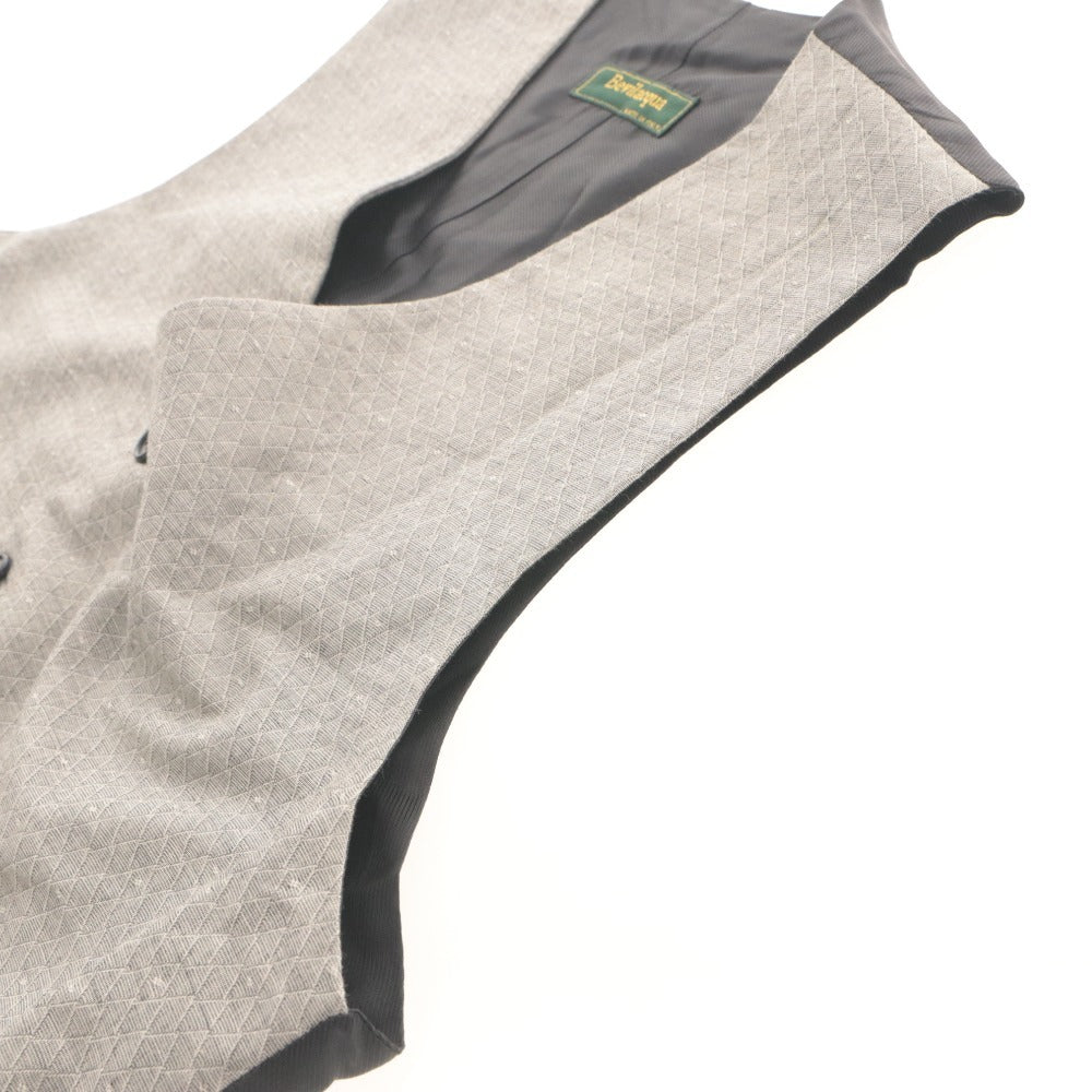■ Bevilacqua Gilet Vest Sleeveless Mid-layer Single-breasted 5-button Made in Italy Men's M Light Gray Black