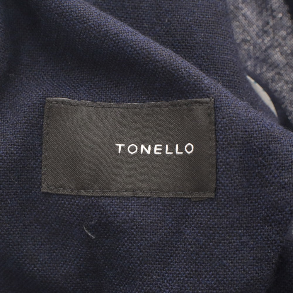 ■ TONELLO トネッロ テーラードジャケット 長袖 アウター シングル 襟 無地 カシミヤ イタリア製 メンズ 44(S～M相当) ダークネイビー