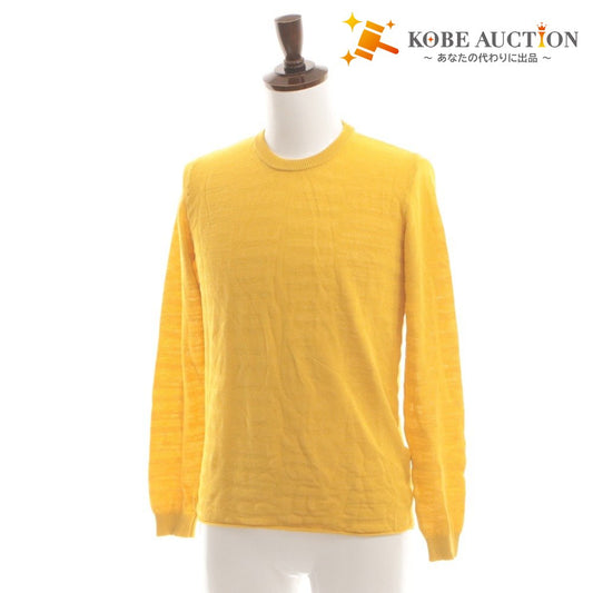 ■ roberto collina Sweater Long Sleeve Top Knit Crew Neck Plain Made in Italy Cotton Men's 46 (M equivalent) Yellow New With Tags