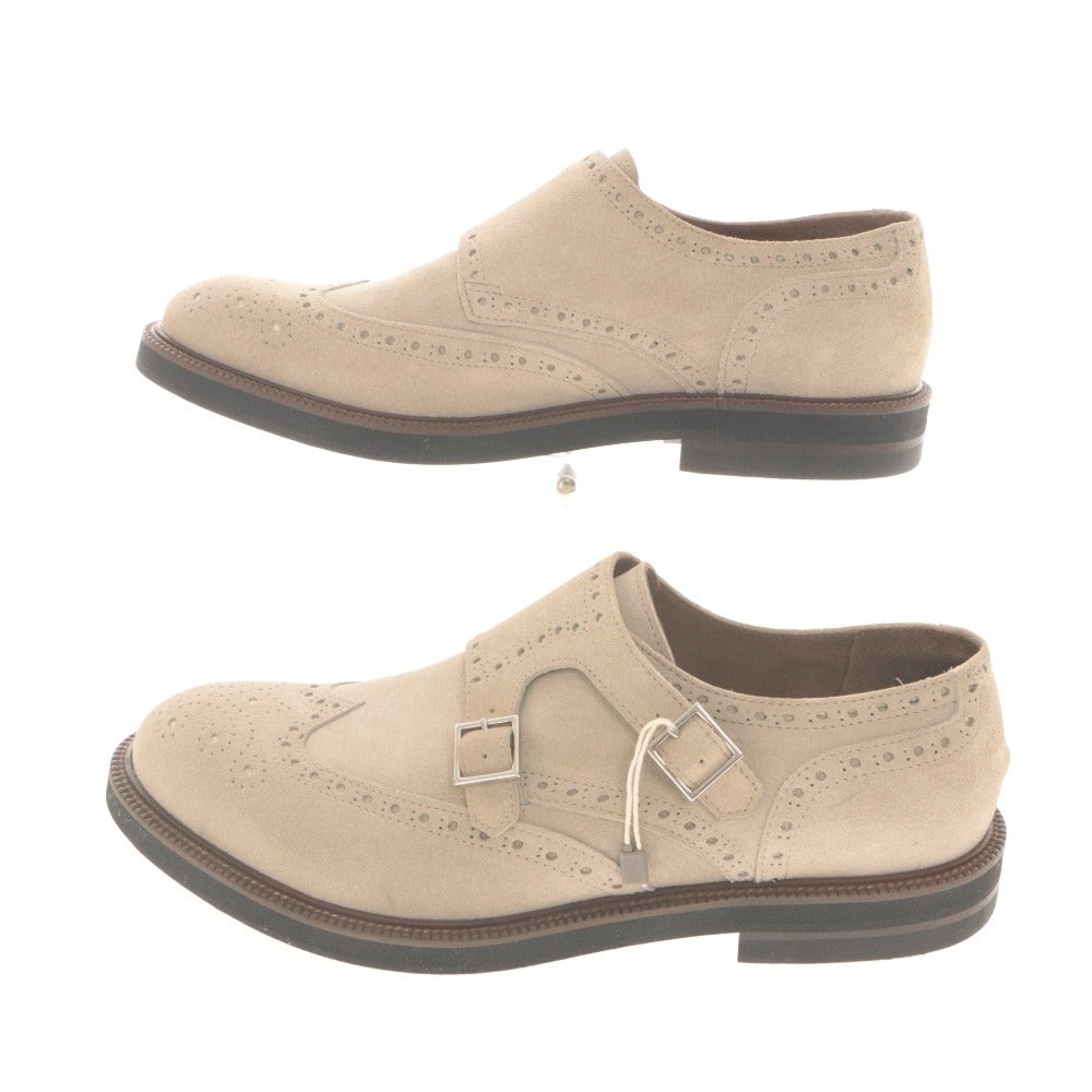 ■ eleventy Leather Shoes Suede Double Monk Strap Wingtip Dress Men's 42 (equivalent to 26.5-27 cm) With dustbag and box, Unused (with defects)