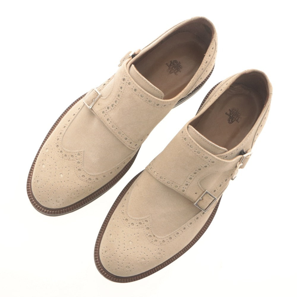 ■ eleventy Leather Shoes Suede Double Monk Strap Wingtip Dress Men's 42 (equivalent to 26.5-27 cm) With dustbag and box, Unused (with defects)