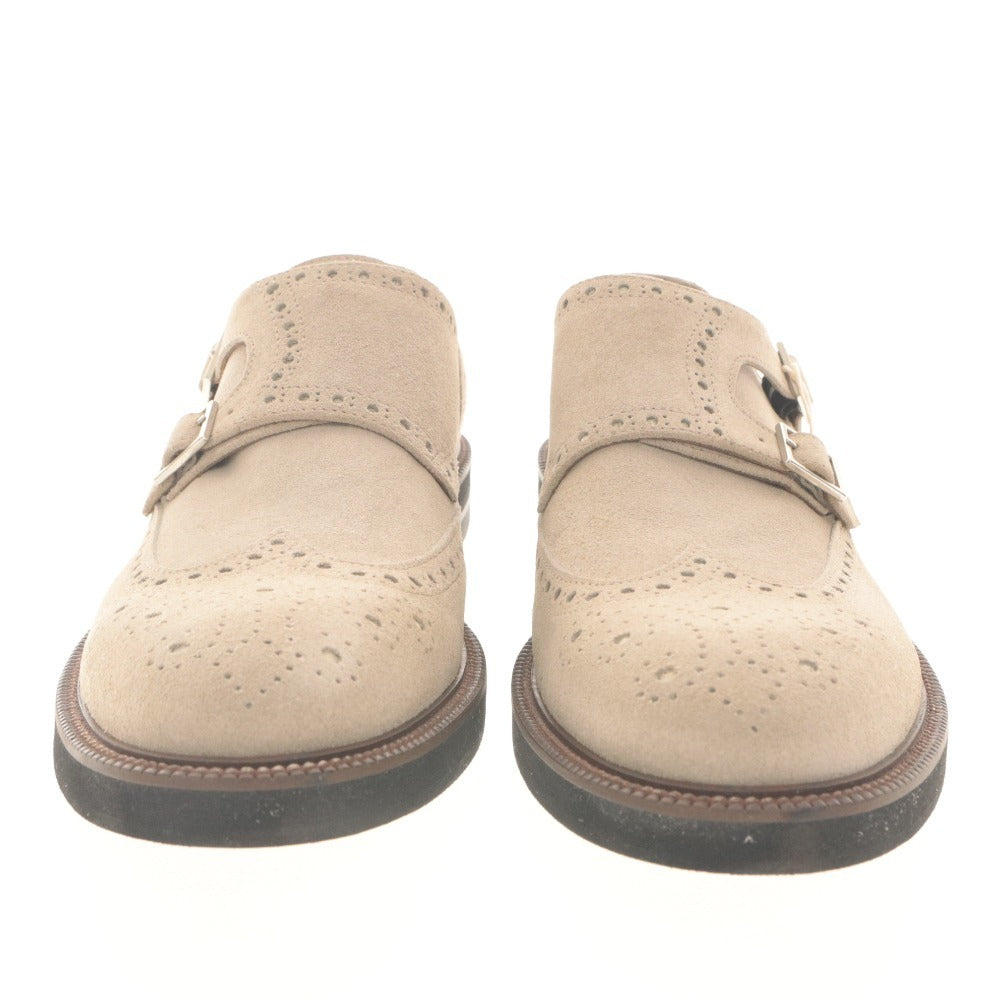 ■ eleventy Leather Shoes Suede Double Monk Strap Wingtip Dress Men's 42 (equivalent to 26.5-27 cm) With dustbag and box, Unused (with defects)