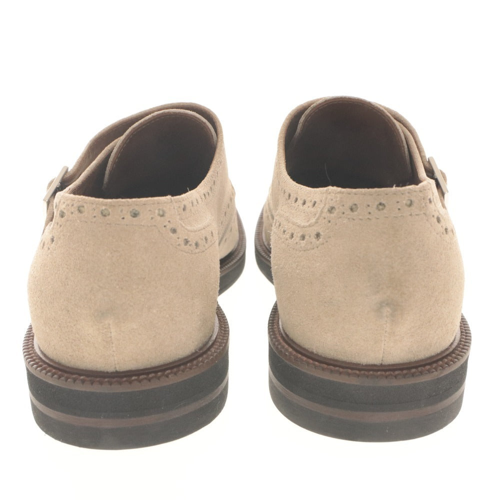 ■ eleventy Leather Shoes Suede Double Monk Strap Wingtip Dress Men's 42 (equivalent to 26.5-27 cm) With dustbag and box, Unused (with defects)