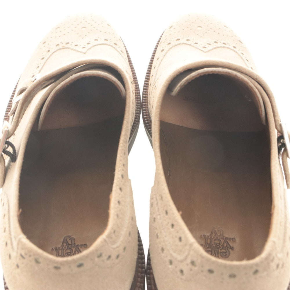 ■ eleventy Leather Shoes Suede Double Monk Strap Wingtip Dress Men's 42 (equivalent to 26.5-27 cm) With dustbag and box, Unused (with defects)