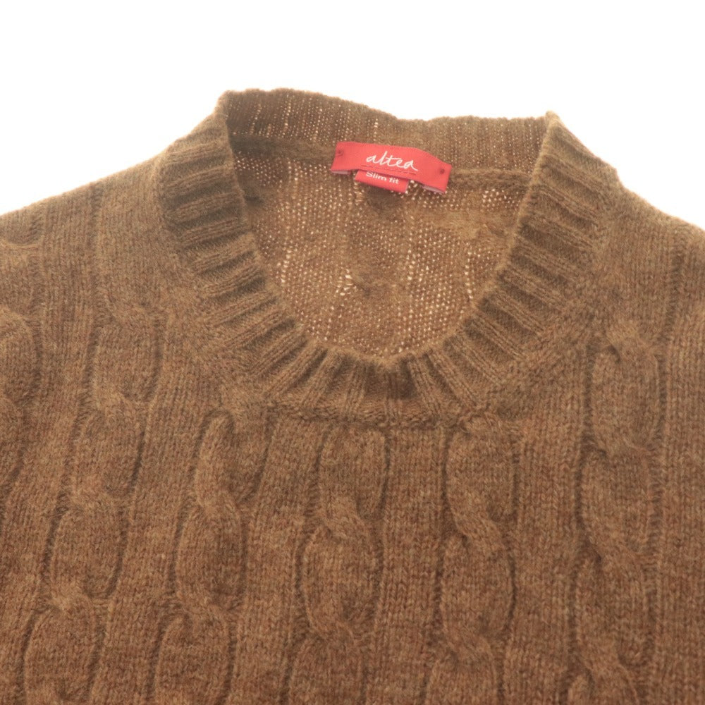 ■ Altea Sweater Long Sleeve Top Knit Wool Made in Italy Slim fit Men's S Brown