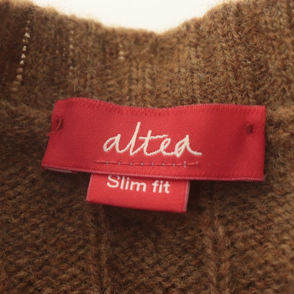 ■ Altea Sweater Long Sleeve Top Knit Wool Made in Italy Slim fit Men's S Brown