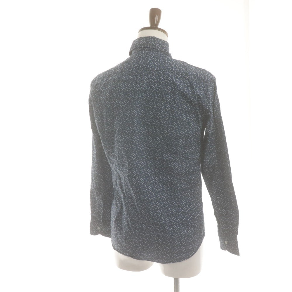 ■ ORIAN Vintage オリアン シャツ 長袖 トップス 花柄 総柄 スリムフィット コットン イタリア製 メンズ S ネイビー系