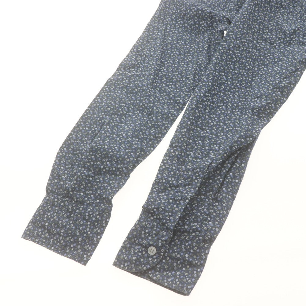 ■ ORIAN Vintage オリアン シャツ 長袖 トップス 花柄 総柄 スリムフィット コットン イタリア製 メンズ S ネイビー系