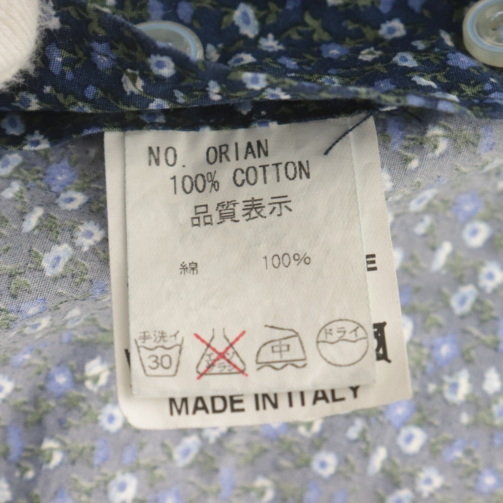 ■ ORIAN Vintage オリアン シャツ 長袖 トップス 花柄 総柄 スリムフィット コットン イタリア製 メンズ S ネイビー系