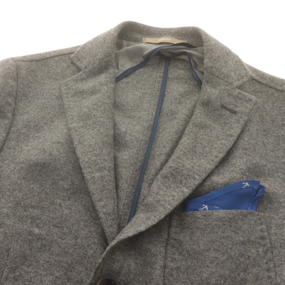 ■ PAOLONI Tailored Jacket Long Sleeve Outer Wool Blend Men's 46 Gray With Accessories Unused