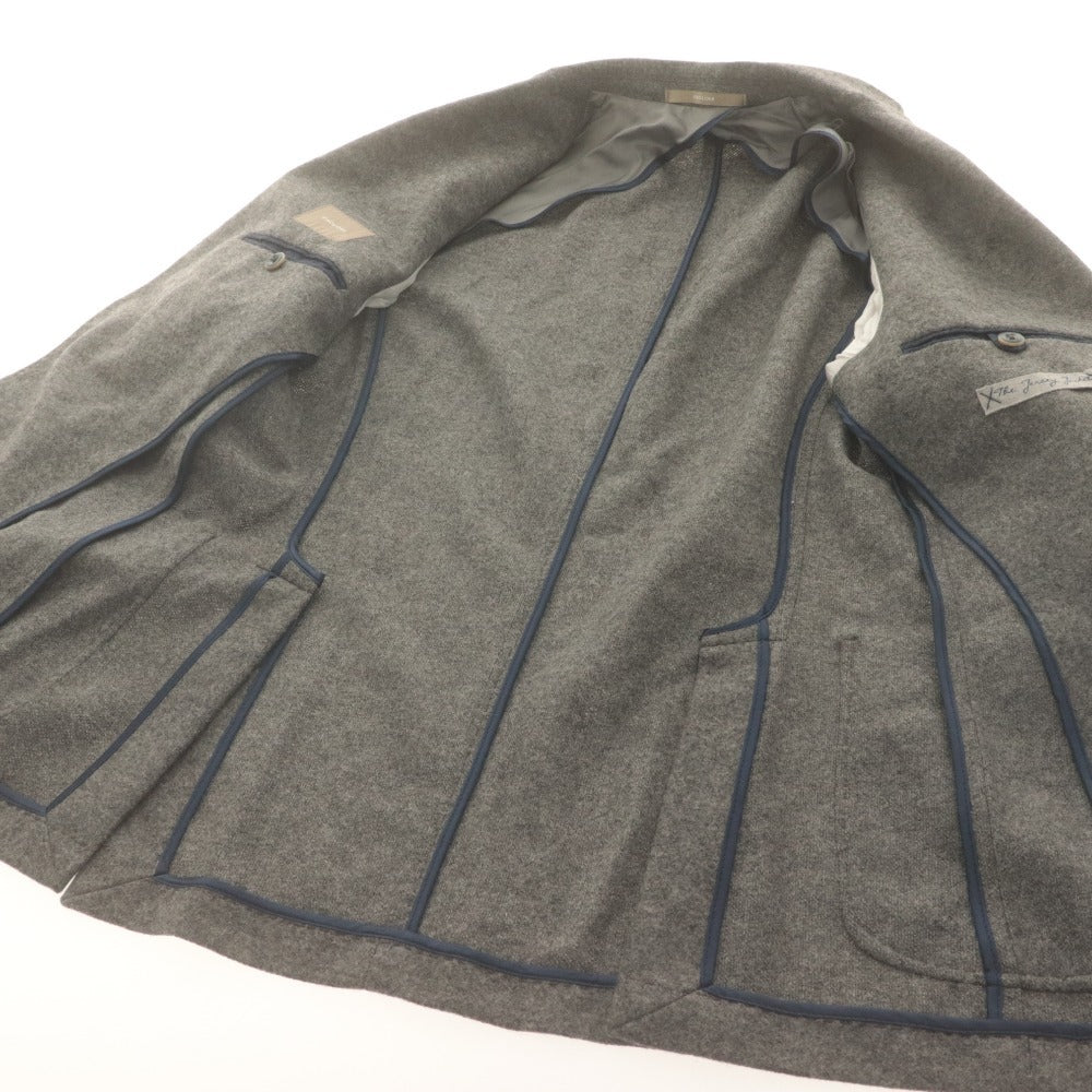 ■ PAOLONI Tailored Jacket Long Sleeve Outer Wool Blend Men's 46 Gray With Accessories Unused