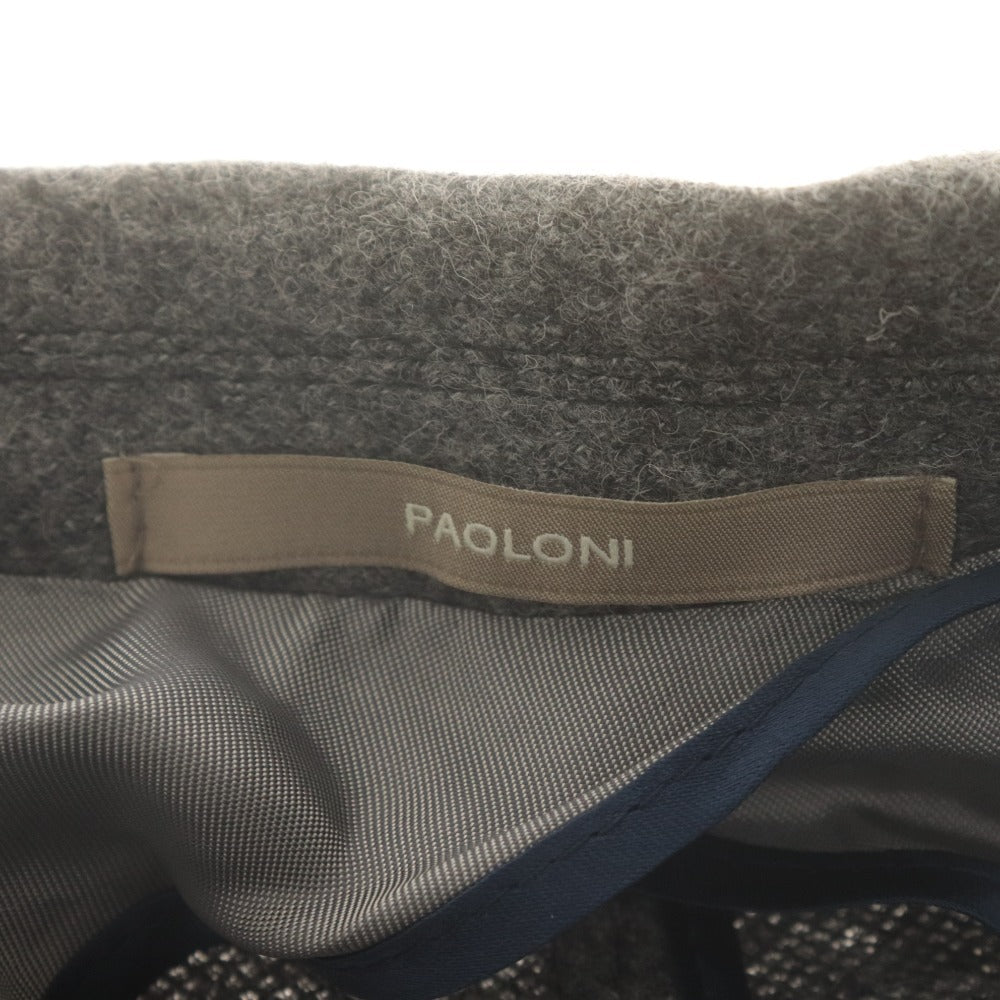 ■ PAOLONI Tailored Jacket Long Sleeve Outer Wool Blend Men's 46 Gray With Accessories Unused
