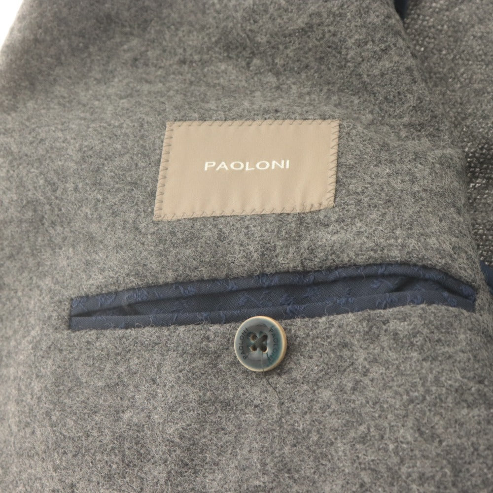 ■ PAOLONI Tailored Jacket Long Sleeve Outer Wool Blend Men's 46 Gray With Accessories Unused