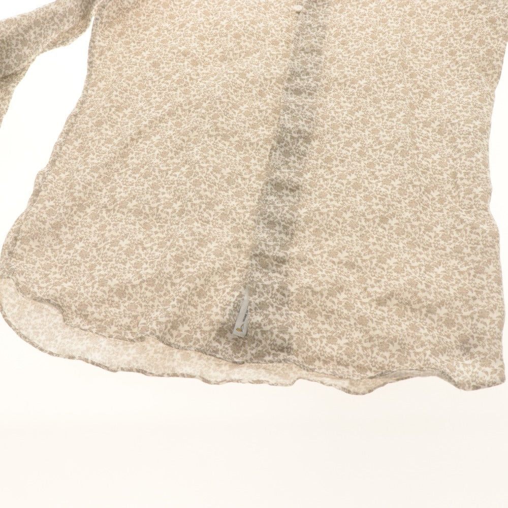 ■ Mario Muscariello Long Sleeve Small Floral Linen Shirt for Men - Size S, Beige