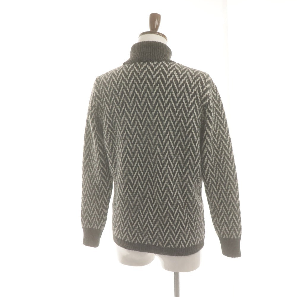 ■ MESSAGERIE Sweater Long Sleeve Top Knit Turtle Neck Herringbone Alpaca Blend Men's 46 Gray