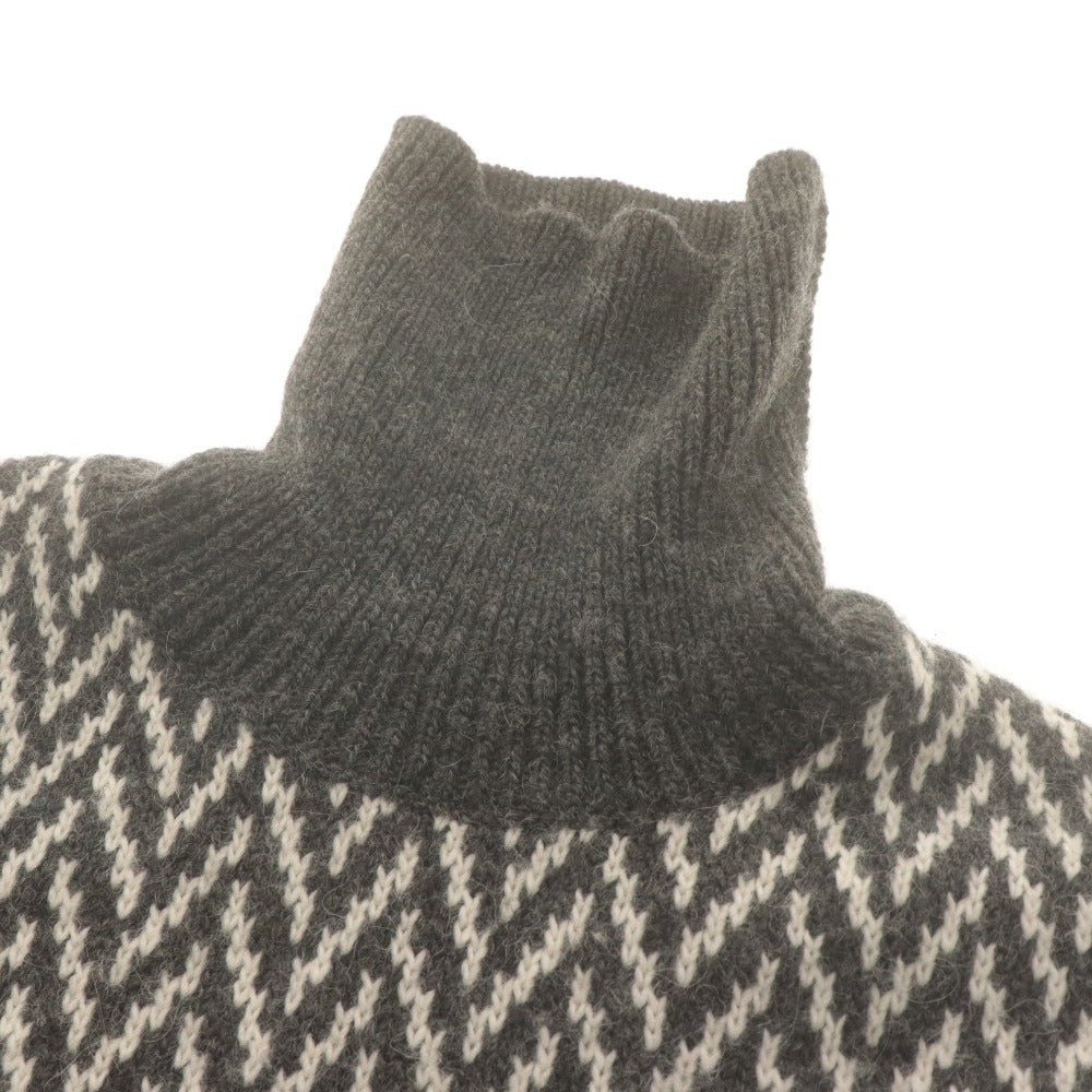 ■ MESSAGERIE Sweater Long Sleeve Top Knit Turtle Neck Herringbone Alpaca Blend Men's 46 Gray