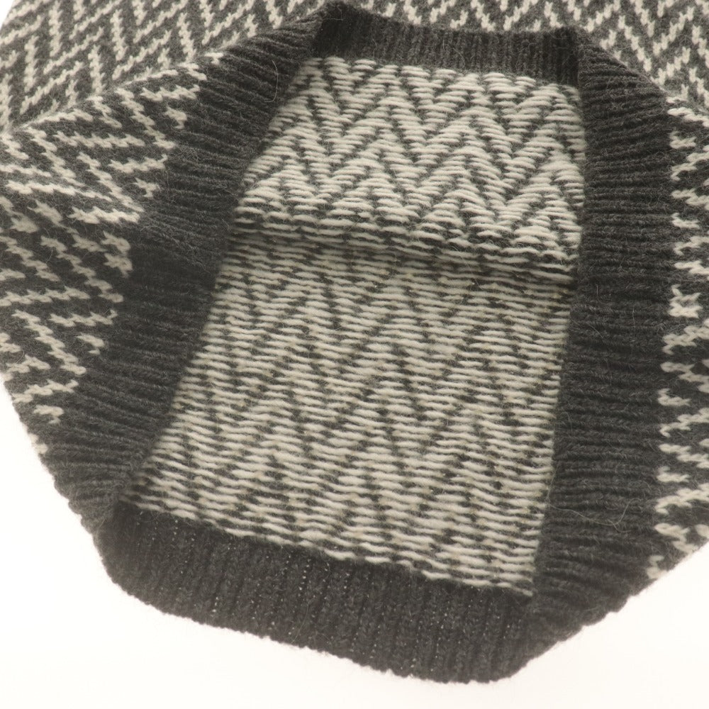 ■ MESSAGERIE Sweater Long Sleeve Top Knit Turtle Neck Herringbone Alpaca Blend Men's 46 Gray