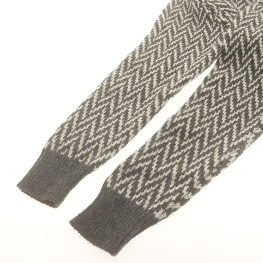 ■ MESSAGERIE Sweater Long Sleeve Top Knit Turtle Neck Herringbone Alpaca Blend Men's 46 Gray