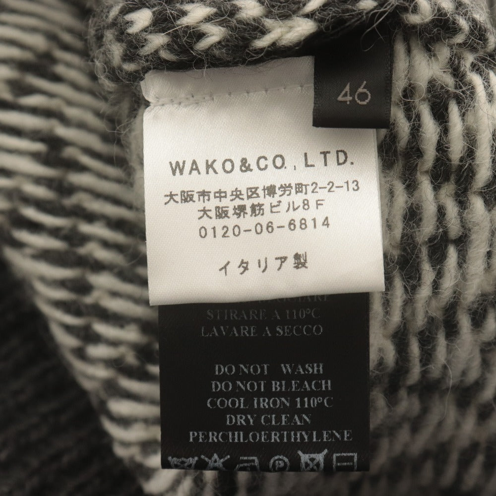 ■ MESSAGERIE Sweater Long Sleeve Top Knit Turtle Neck Herringbone Alpaca Blend Men's 46 Gray