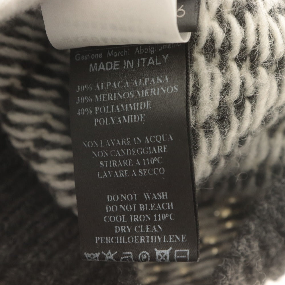 ■ MESSAGERIE Sweater Long Sleeve Top Knit Turtle Neck Herringbone Alpaca Blend Men's 46 Gray
