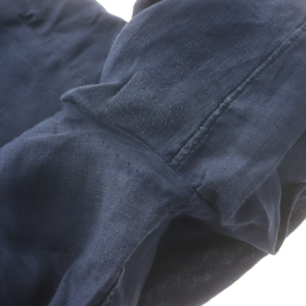 ■ Mario Muscariello Shirt, Bosom Shirt, Long-Sleeved Top, Patterned, Linen, Men's, 38 15, Navy