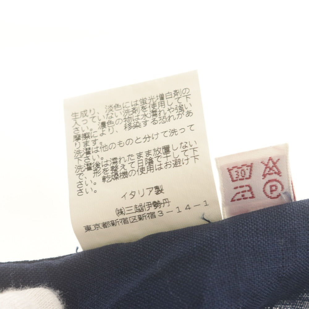 ■ Mario Muscariello Shirt, Bosom Shirt, Long-Sleeved Top, Patterned, Linen, Men's, 38 15, Navy