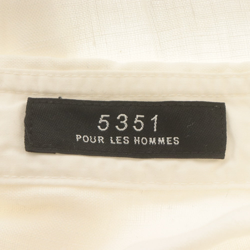 ■ 5351 POUR LES HOMMES 5351プールオム シャツ 長袖 トップス リネン メンズ 2 ホワイト タグ付き 未使用