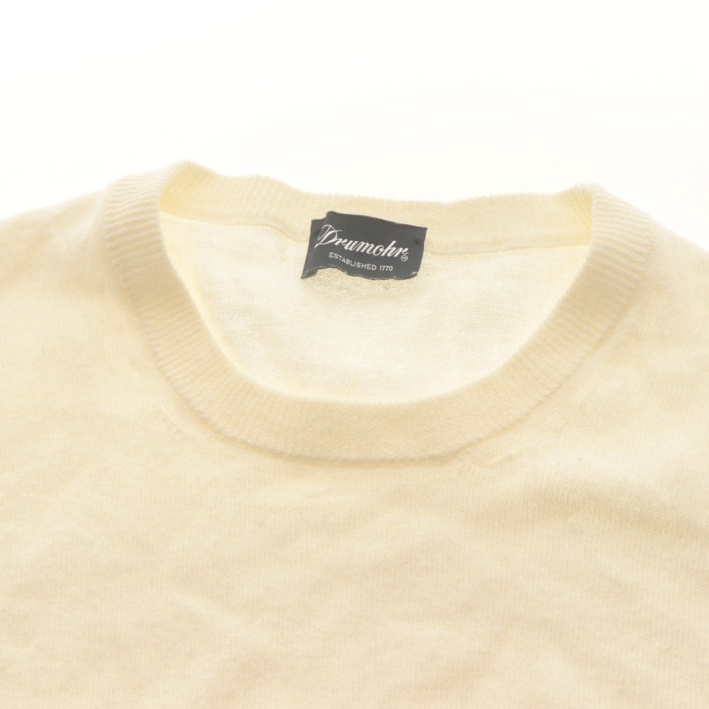■ drumohr Drumohr Sweater Long Sleeve Top Knit Lightweight Linen Blend Made in Italy Men's 46 White