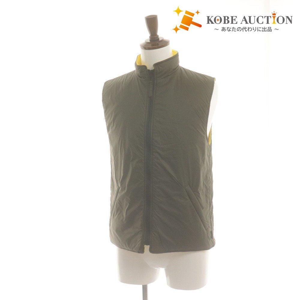 ■ PALTO Down Vest Outer Vannino Nylon Reversible Men's 48 Khaki Yellow