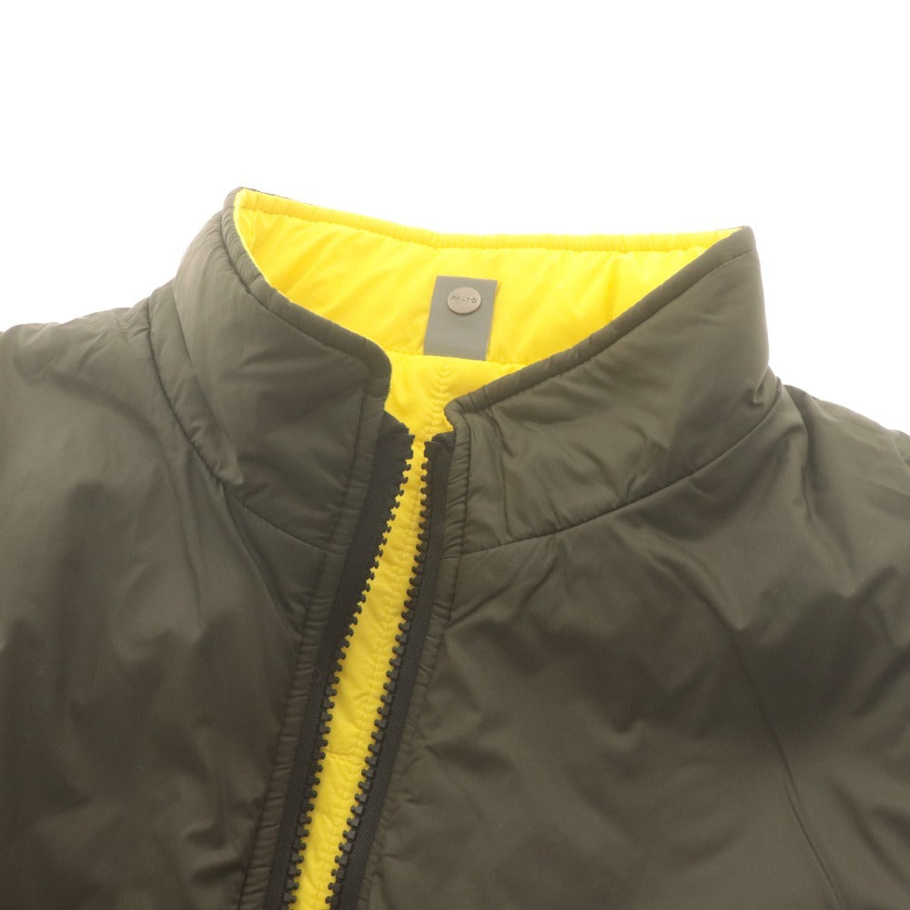 ■ PALTO Down Vest Outer Vannino Nylon Reversible Men's 48 Khaki Yellow