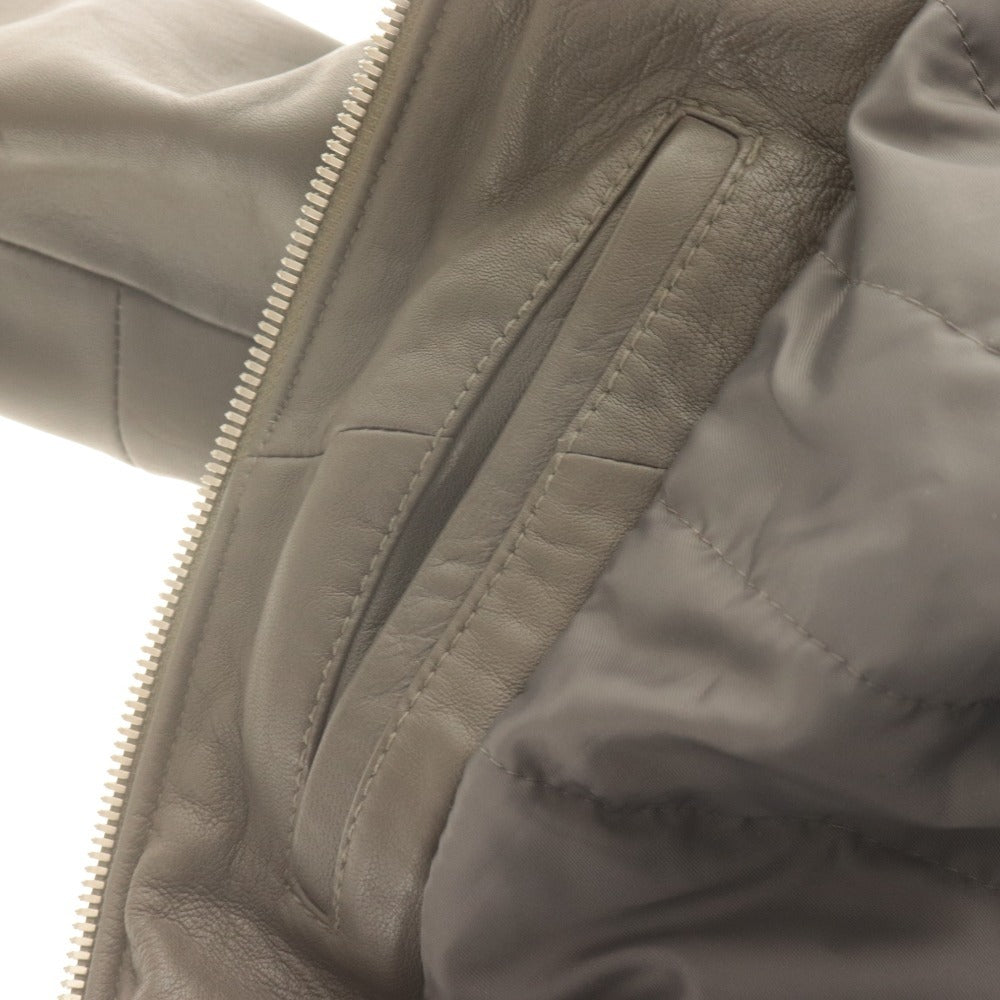 ■ Junhashimoto nano universe Riders Jacket Long Sleeve Outer Lamb Leather Rabbit Fur Men's M Brown-Gray