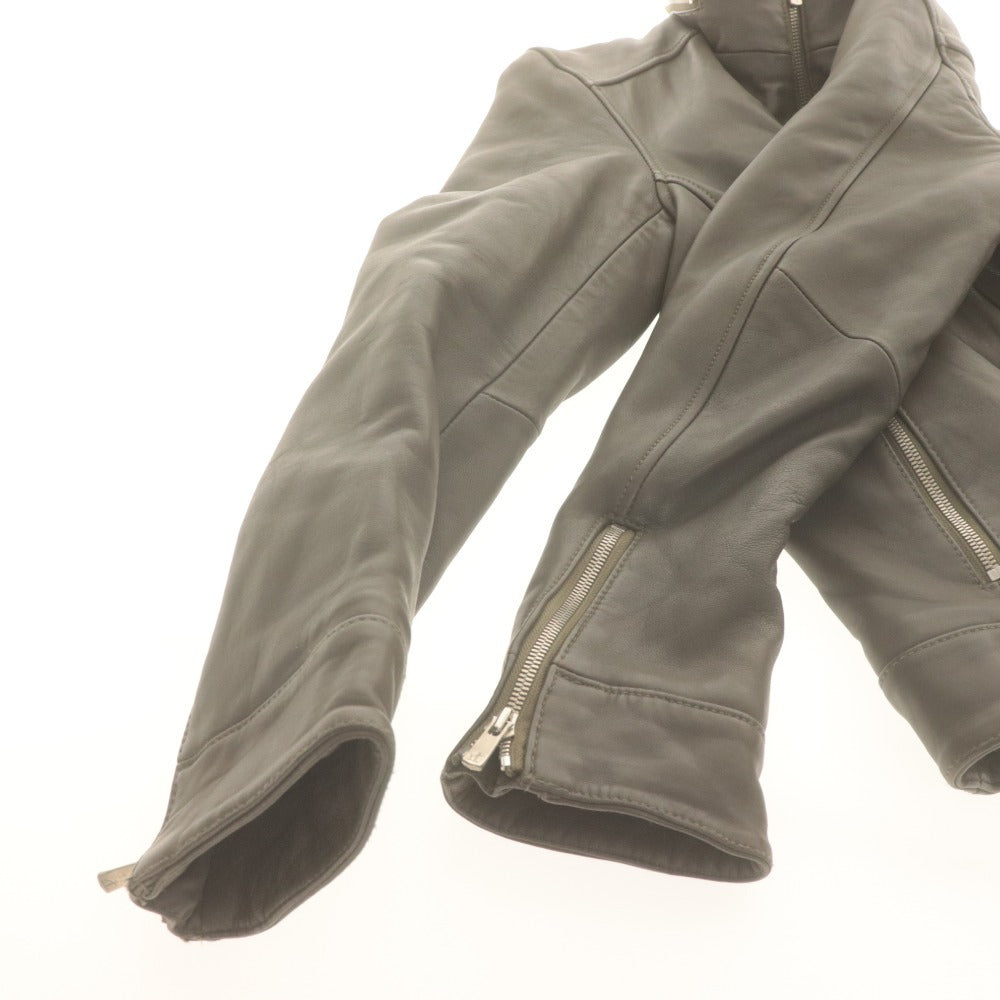 ■ Junhashimoto nano universe Riders Jacket Long Sleeve Outer Lamb Leather Rabbit Fur Men's M Brown-Gray