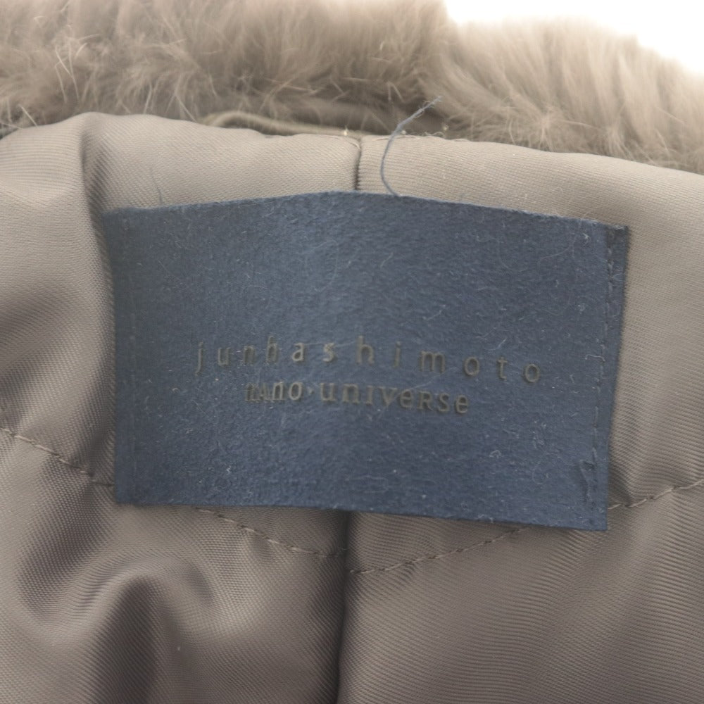 ■ Junhashimoto nano universe Riders Jacket Long Sleeve Outer Lamb Leather Rabbit Fur Men's M Brown-Gray