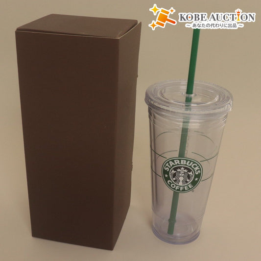 ■ STARBUCKS スターバックス タンブラー ロゴコールドカップ 旧ロゴ 20oz 590ml 付属品付き 未使用