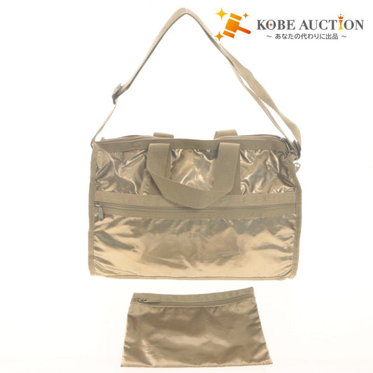 ■ LeSportsac LeSportsac Boston Bag Shoulder Tote 2-way Bag Large Capacity Metallic Gold Women's With Pouch Unused (Stained)