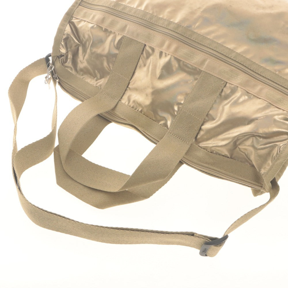 ■ LeSportsac レスポート ボストンバッグ ショルダー トート 2way 鞄 大容量 メタリックゴールド レディース ポーチ付き 未使用(汚有)